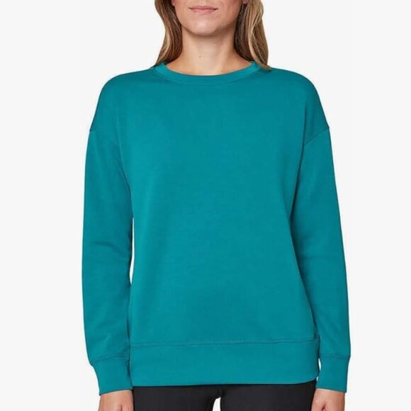 Mondetta Ladie's Scuba Long Sleeve Crewneck Sweatshirt Relaxed Fit Teal Size XS - Picture 1 of 5